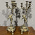 Antica coppia di candelabri in bronzo dorato