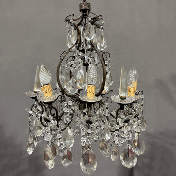 Antico Lampadario Liberty con pendenti - Vassallo Antiques Antiquariato Online