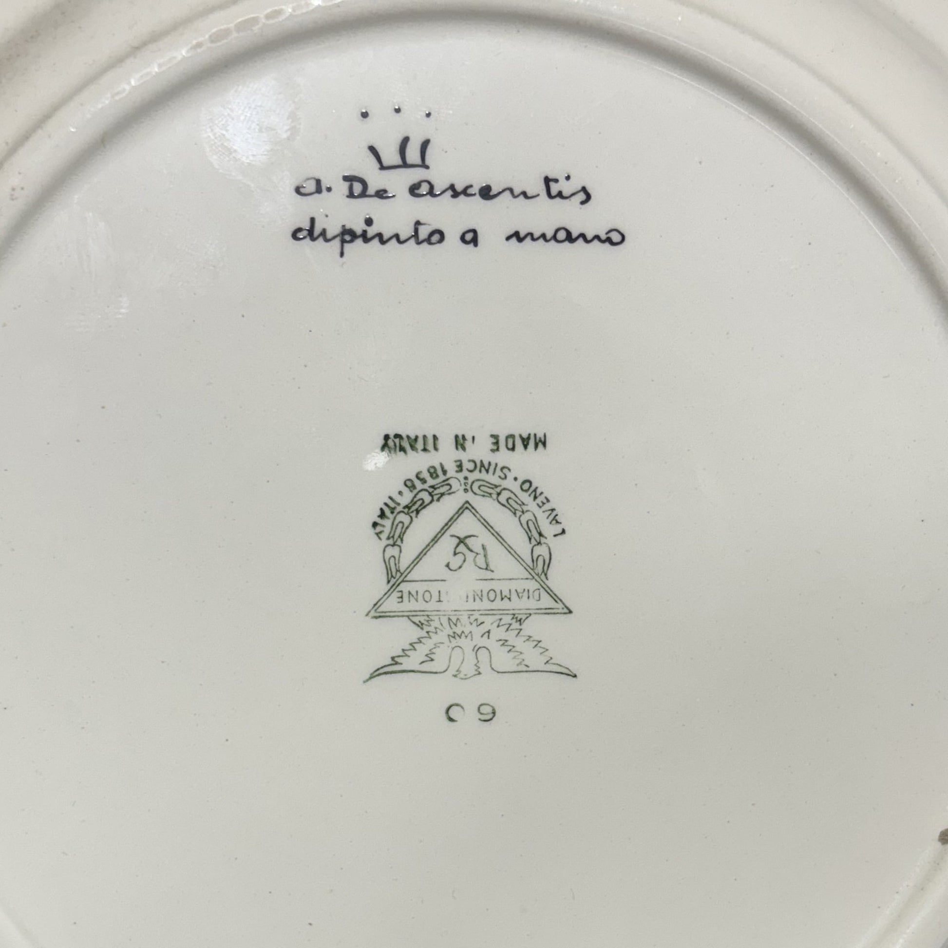 Antico Servizio di piatti in ceramica Laveno dipinti a mano - Vassallo Antiques Antiquariato Online