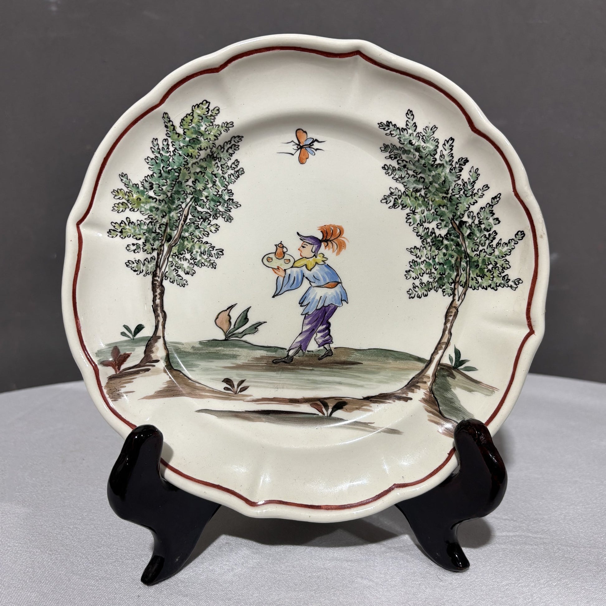 Antico Servizio di piatti in ceramica Laveno dipinti a mano - Vassallo Antiques Antiquariato Online