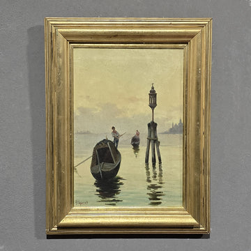 Gaetano Capone (Maiori, 1845 – 1924) “Veduta veneziana con gondole”