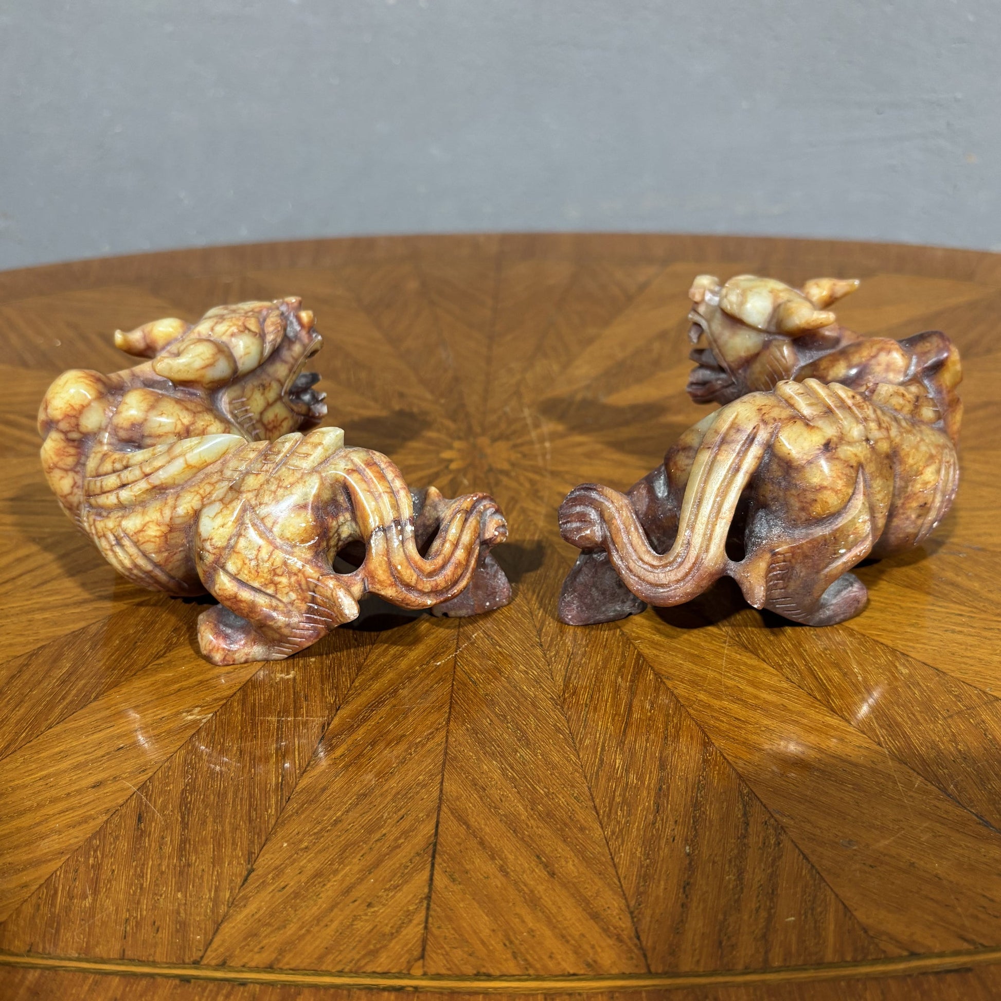 Coppia di Cani di Foo in pietra saponaria - Vassallo Antiques Antiquariato Online