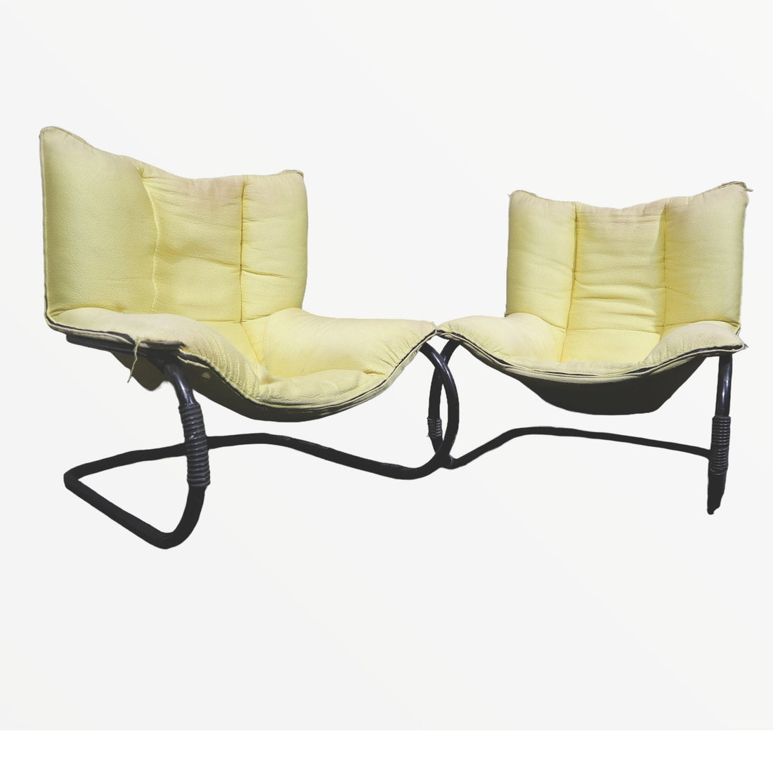 Coppia di poltrone vintage in tessuto design italiano anni '70 - Vassallo Antiques Antiquariato Online