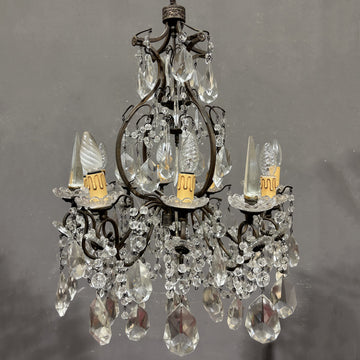 Antico Lampadario Liberty con pendenti