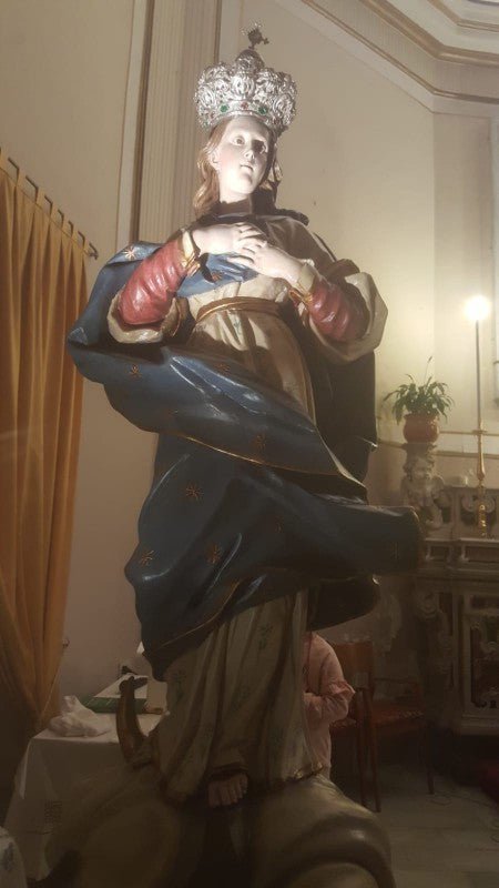 Restaurata la statua dell'Immacolata Concezione (26 ottobre 2018) - Vassallo Antiques Antiquariato Online