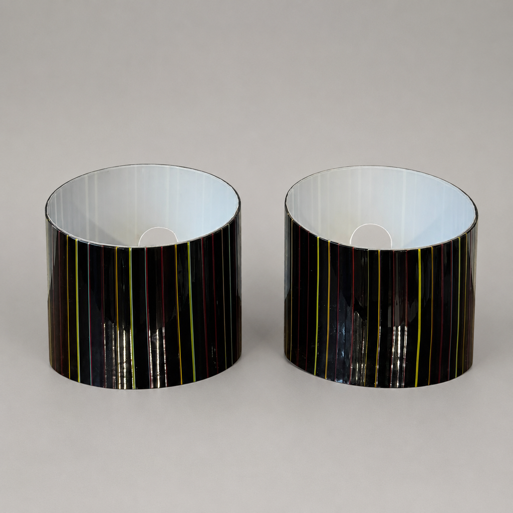 Elegante coppia di applique anni ’60 in vetro di Murano nero