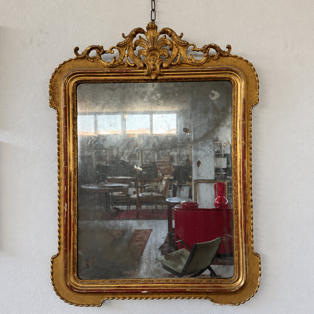 Specchiera francese Luigi Filippo dorata del XIX secolo