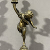 Antica coppia di candelabri in bronzo dorato