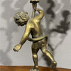 Antica coppia di candelabri in bronzo dorato