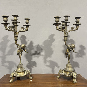 Antikes Paar vergoldeter Bronzeleuchter