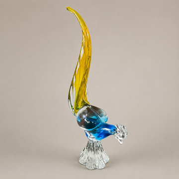 Scultura di gallo anni ’70 in vetro di Murano multicolore
