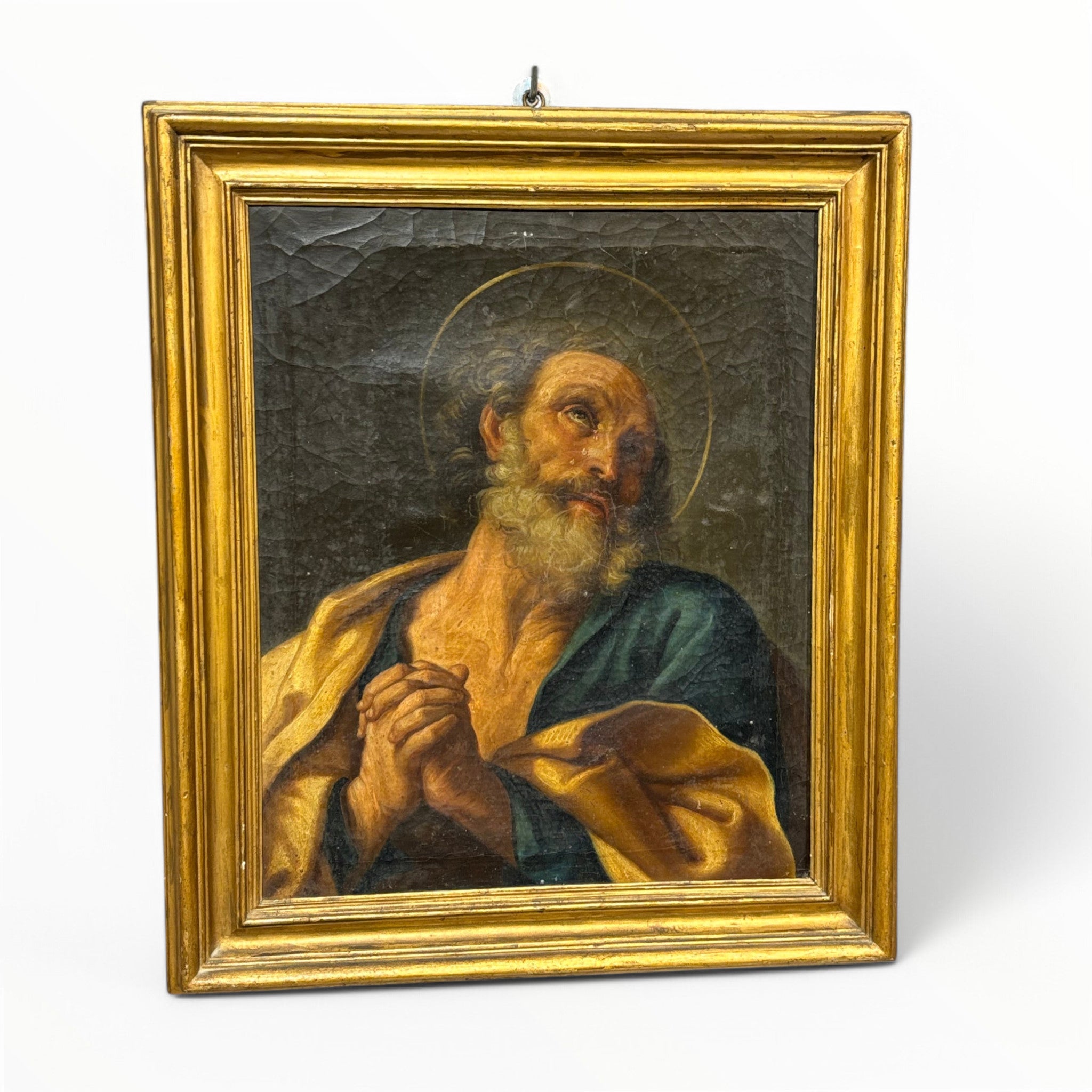 Antico Dipinto Pentimento di San Pietro XIX secolo