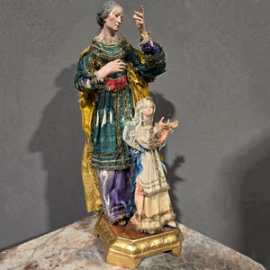 Scultura Sant'Anna con Maria Bambina sec. XIX