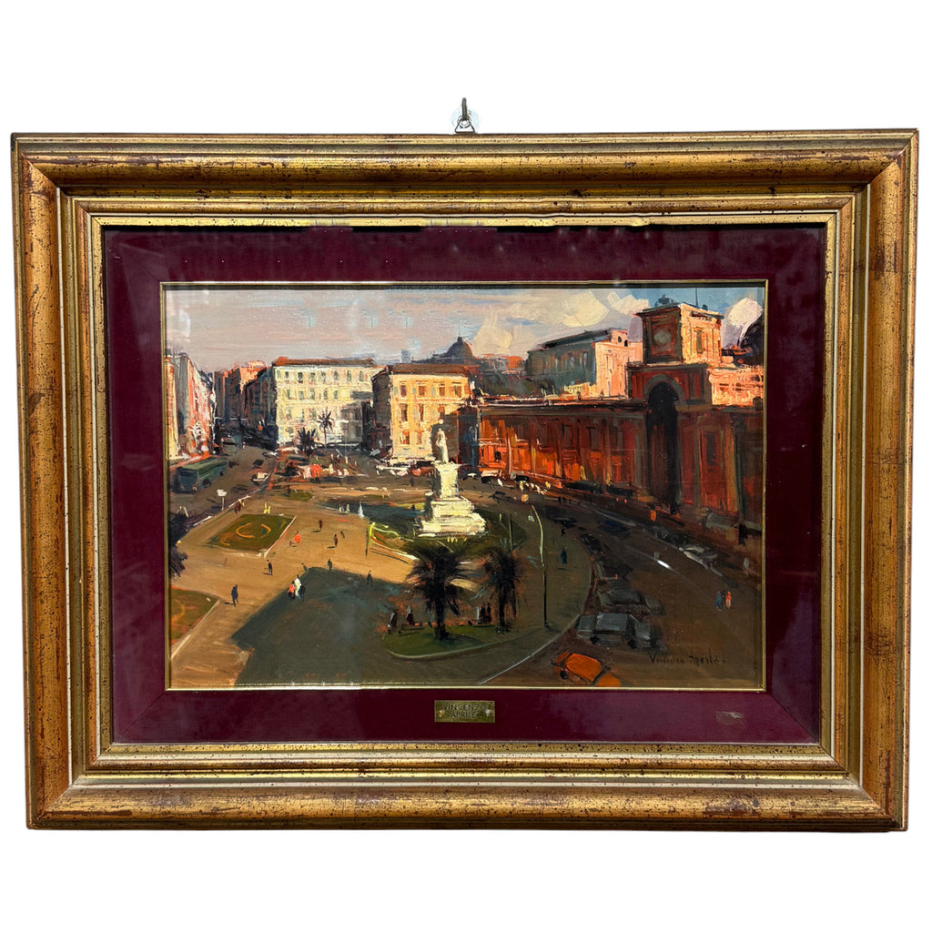 Veduta di Piazza Dante - olio su tavola