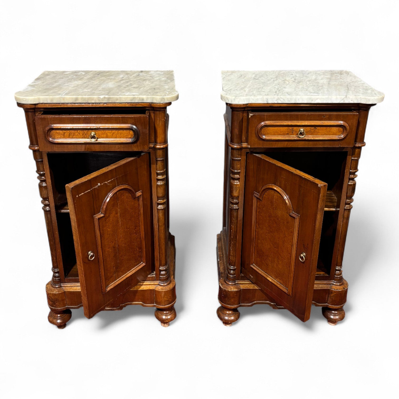 Antica coppia di comodini Luigi Filippo - Vassallo Antiques Antiquariato Online
