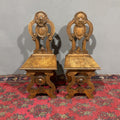 Antica coppia di sedute sgabelli Rinascimentali - Vassallo Antiques Antiquariato Online