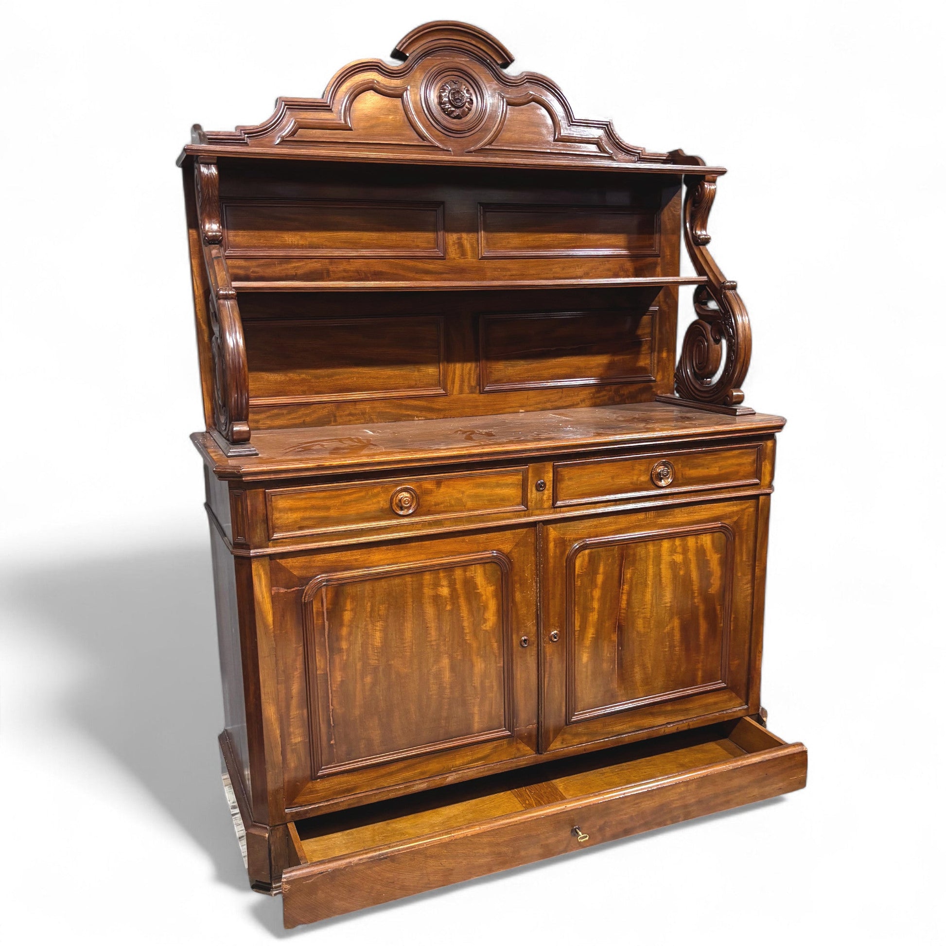 Antica Credenza con Alzata Luigi Filippo - Vassallo Antiques Antiquariato Online