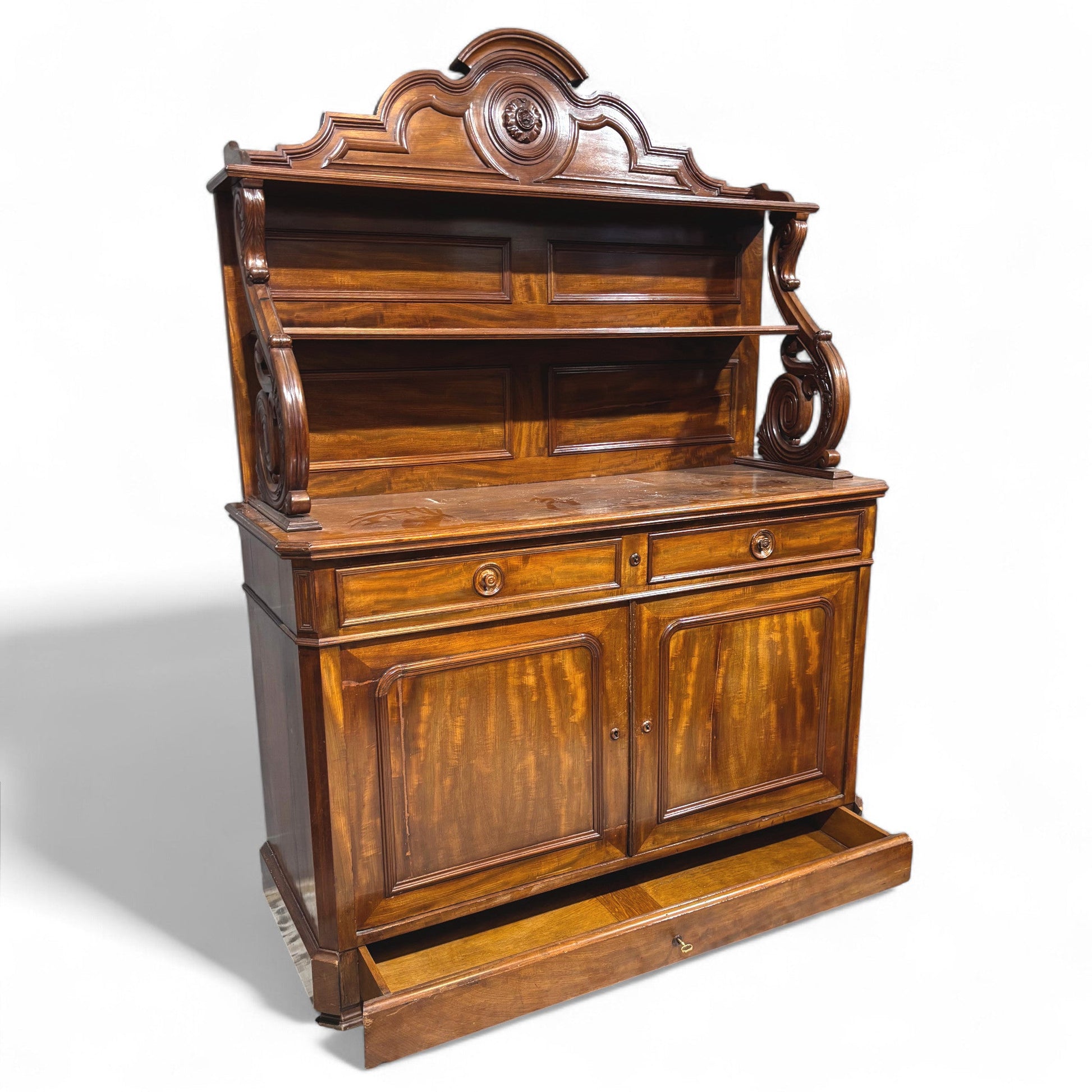 Antica Credenza con Alzata Luigi Filippo - Vassallo Antiques Antiquariato Online