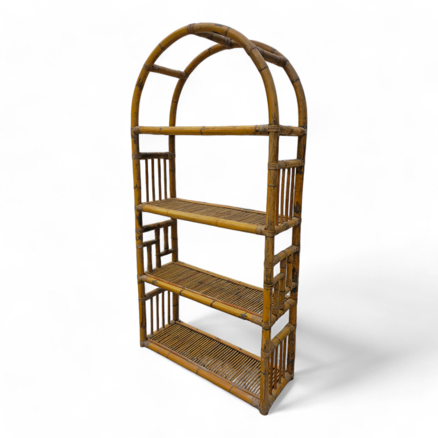 Antica Libreria anni '70 ad arco in bamboo - Vassallo Antiques Antiquariato Online