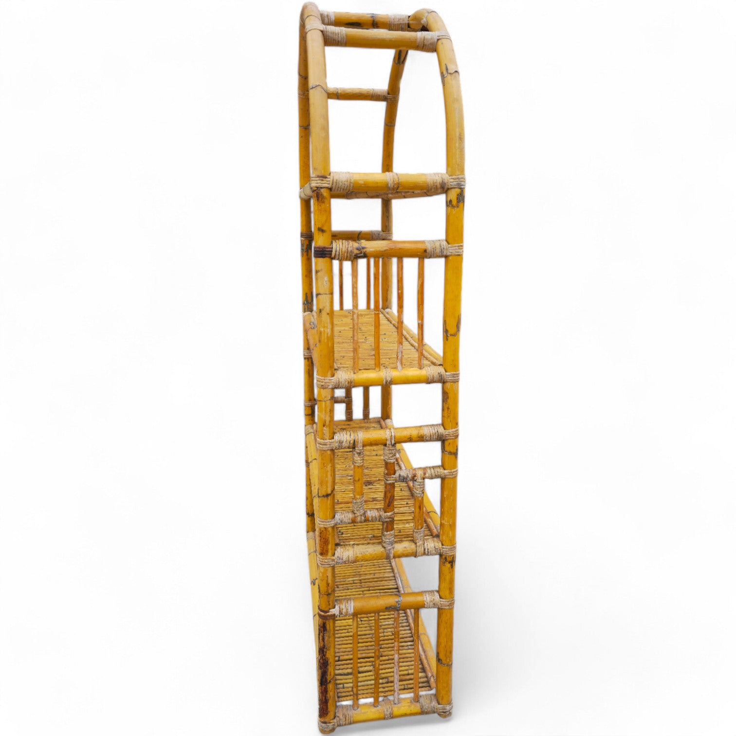 Antica Libreria anni '70 ad arco in bamboo - Vassallo Antiques Antiquariato Online