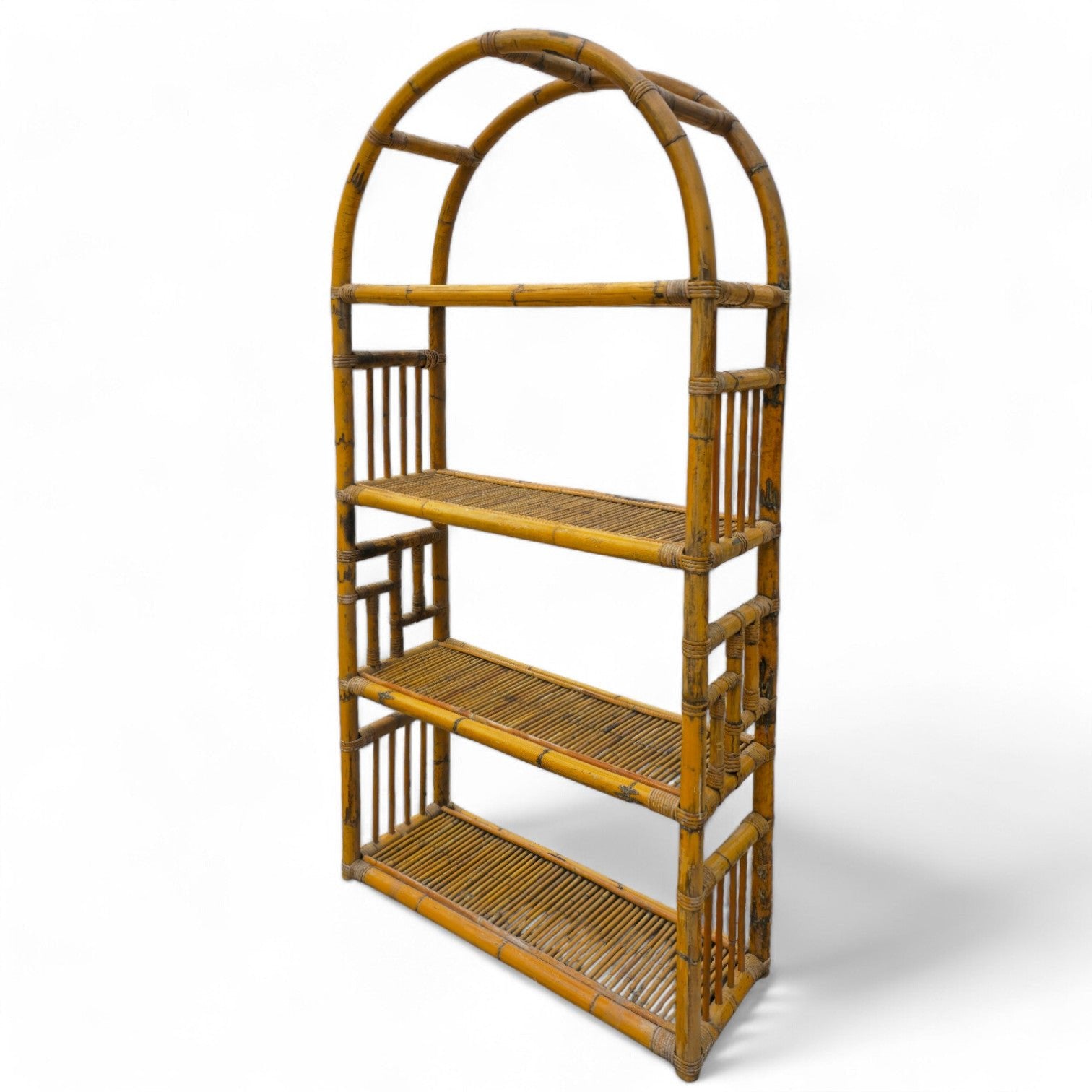 Antica Libreria anni '70 ad arco in bamboo - Vassallo Antiques Antiquariato Online