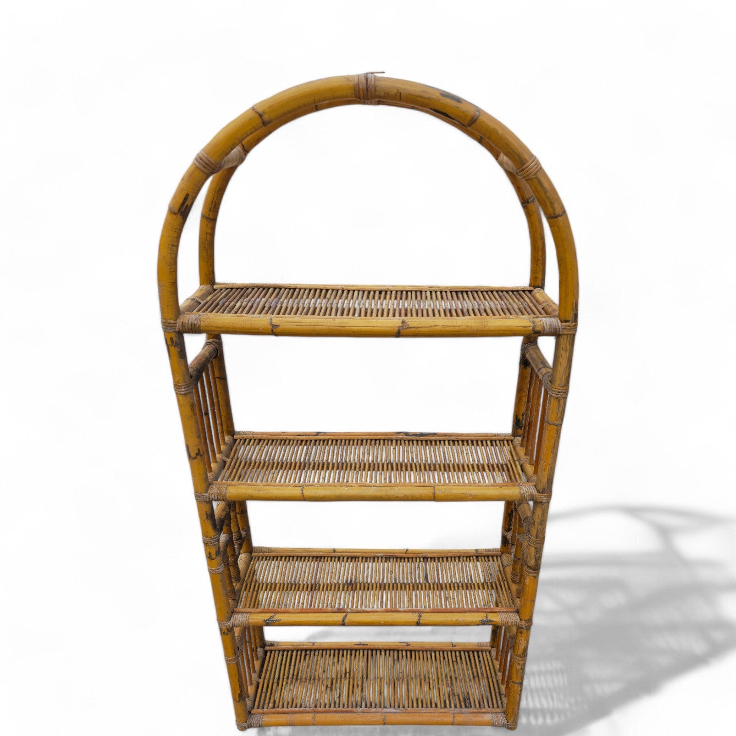 Antica Libreria anni '70 ad arco in bamboo - Vassallo Antiques Antiquariato Online