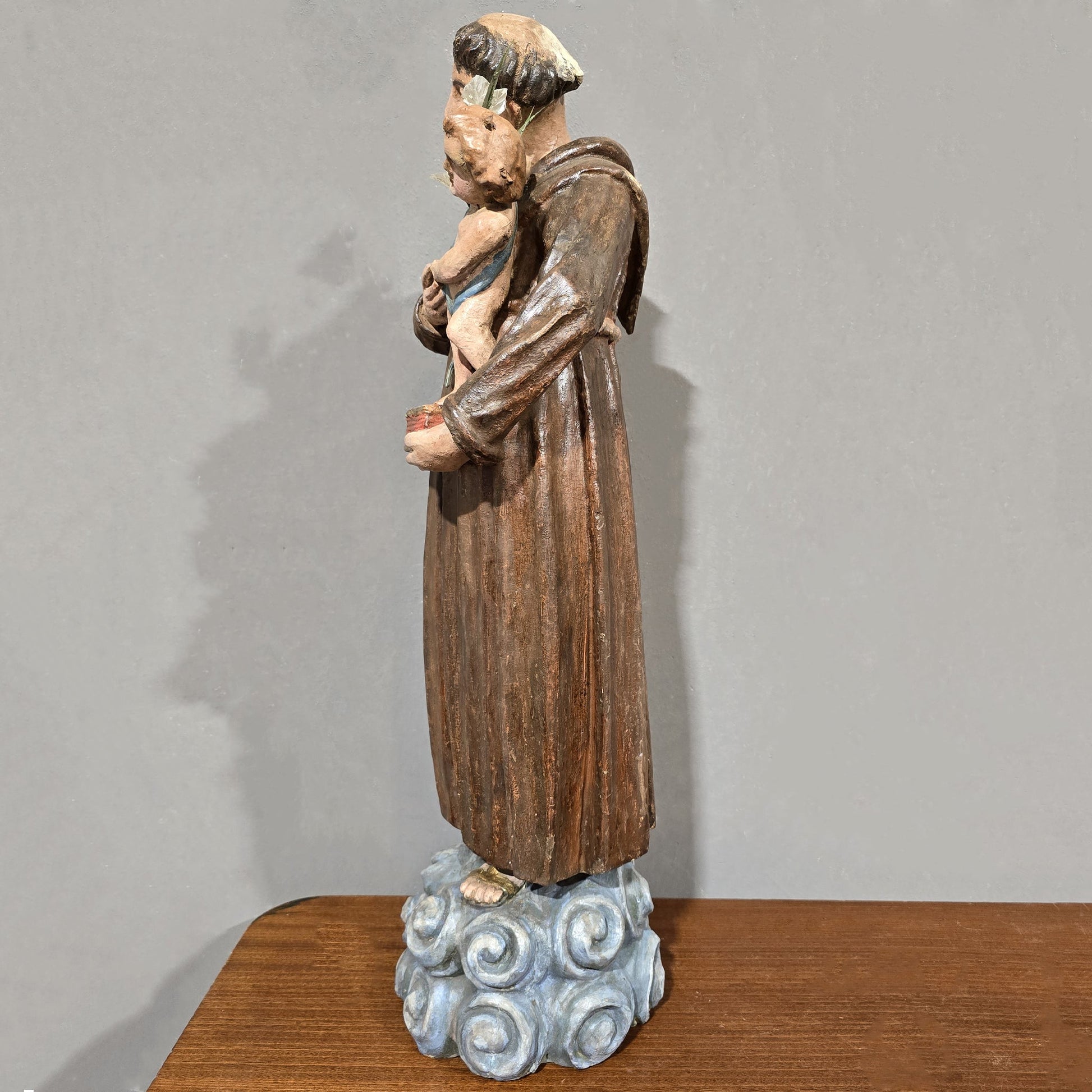 Antica Scultura Lignea policroma S.Antonio - Vassallo Antiques Antiquariato Online