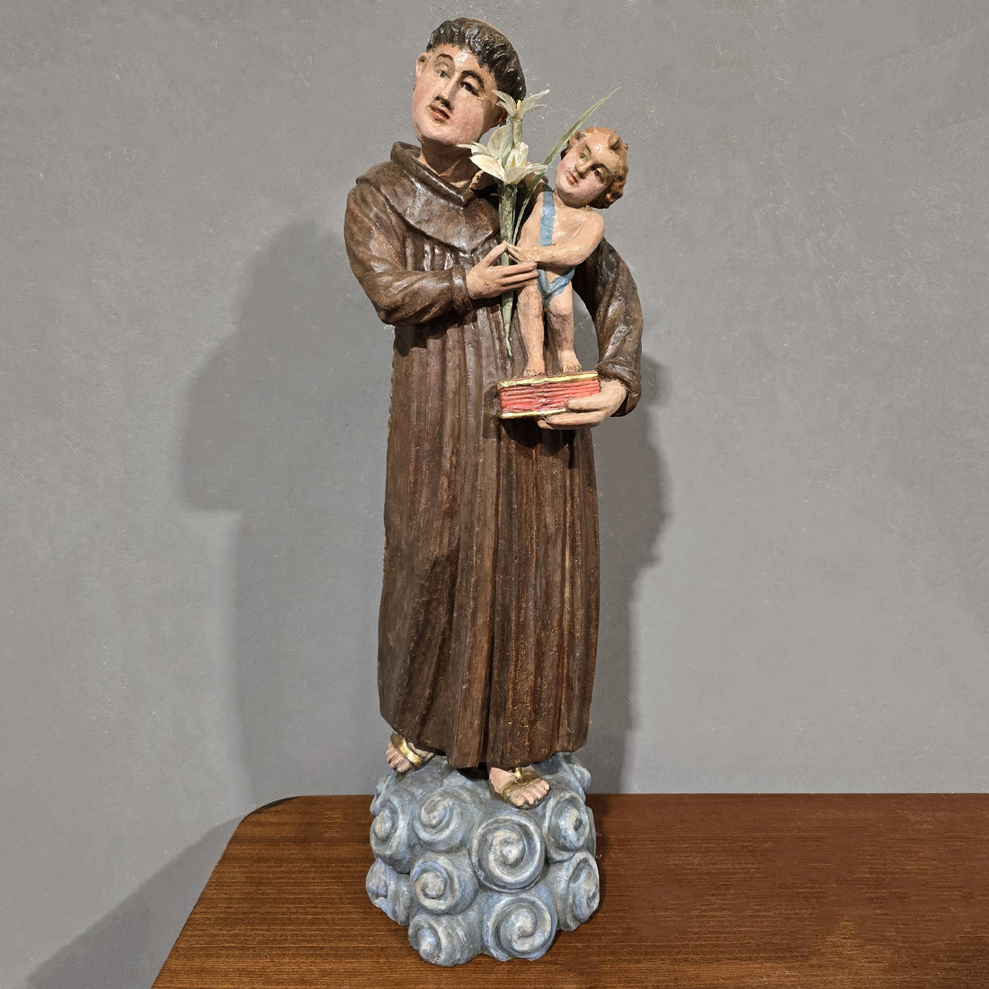 Antica Scultura Lignea policroma S.Antonio - Vassallo Antiques Antiquariato Online