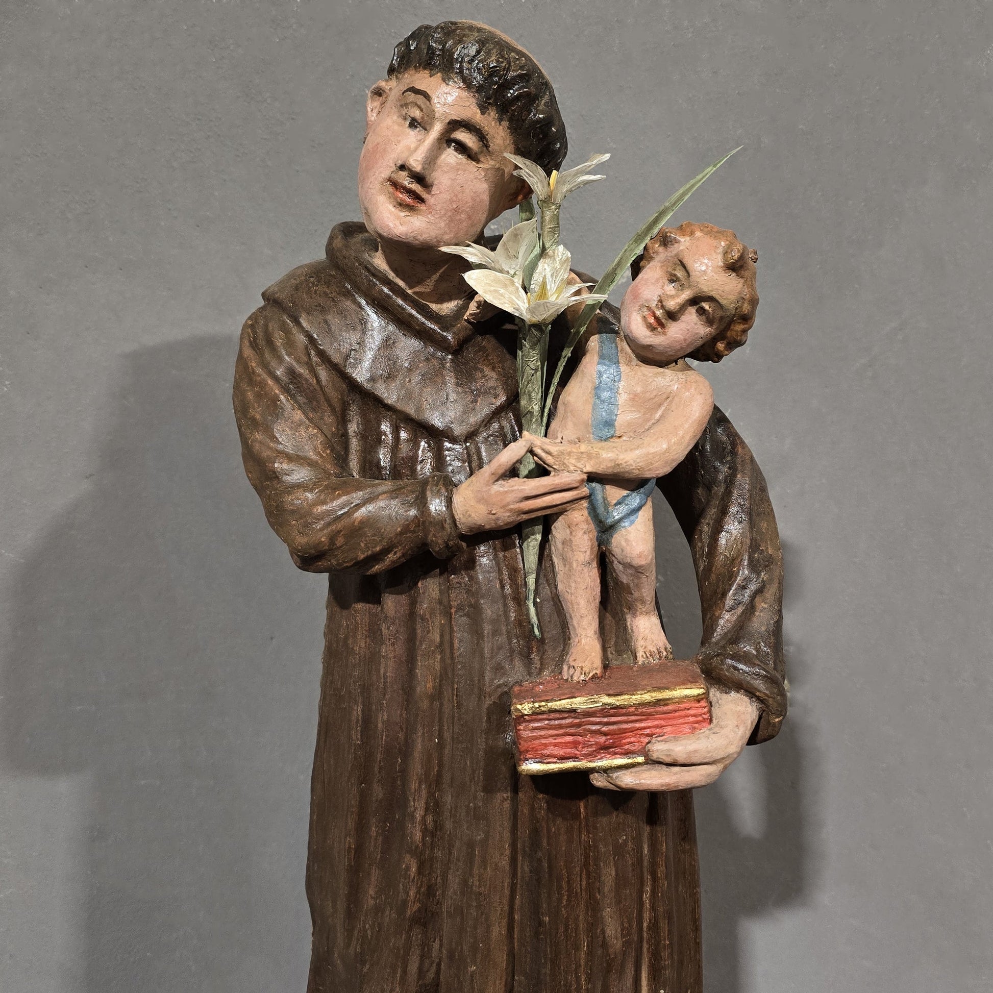 Antica Scultura Lignea policroma S.Antonio - Vassallo Antiques Antiquariato Online