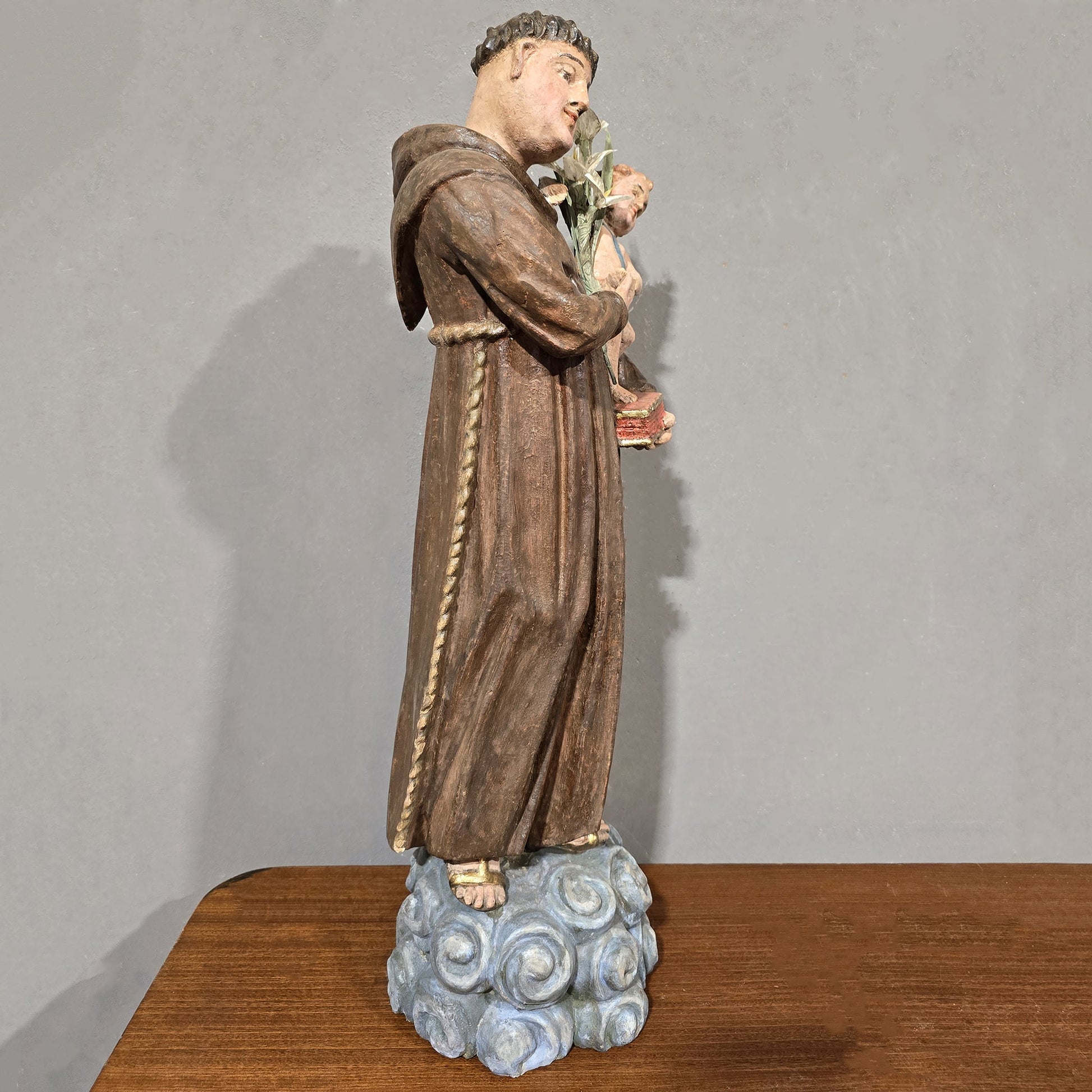 Antica Scultura Lignea policroma S.Antonio - Vassallo Antiques Antiquariato Online