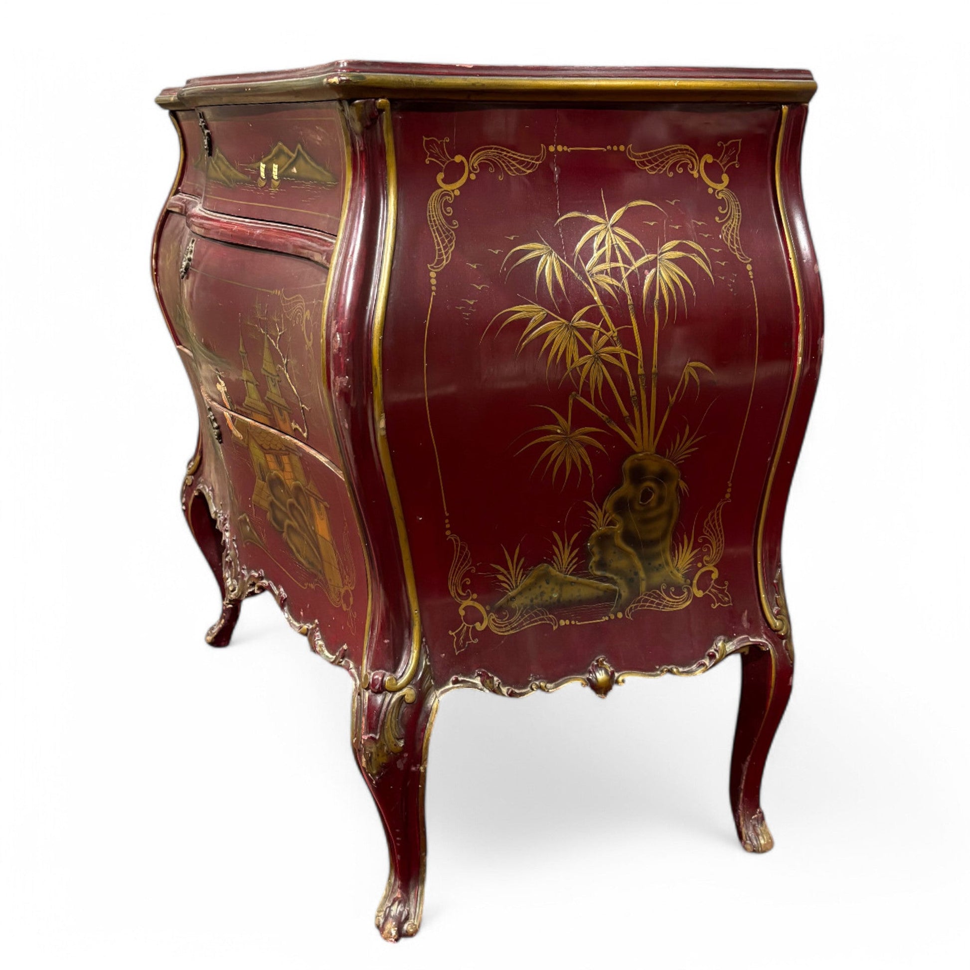 Antico comò in legno laccato e dipinto - Vassallo Antiques Antiquariato Online