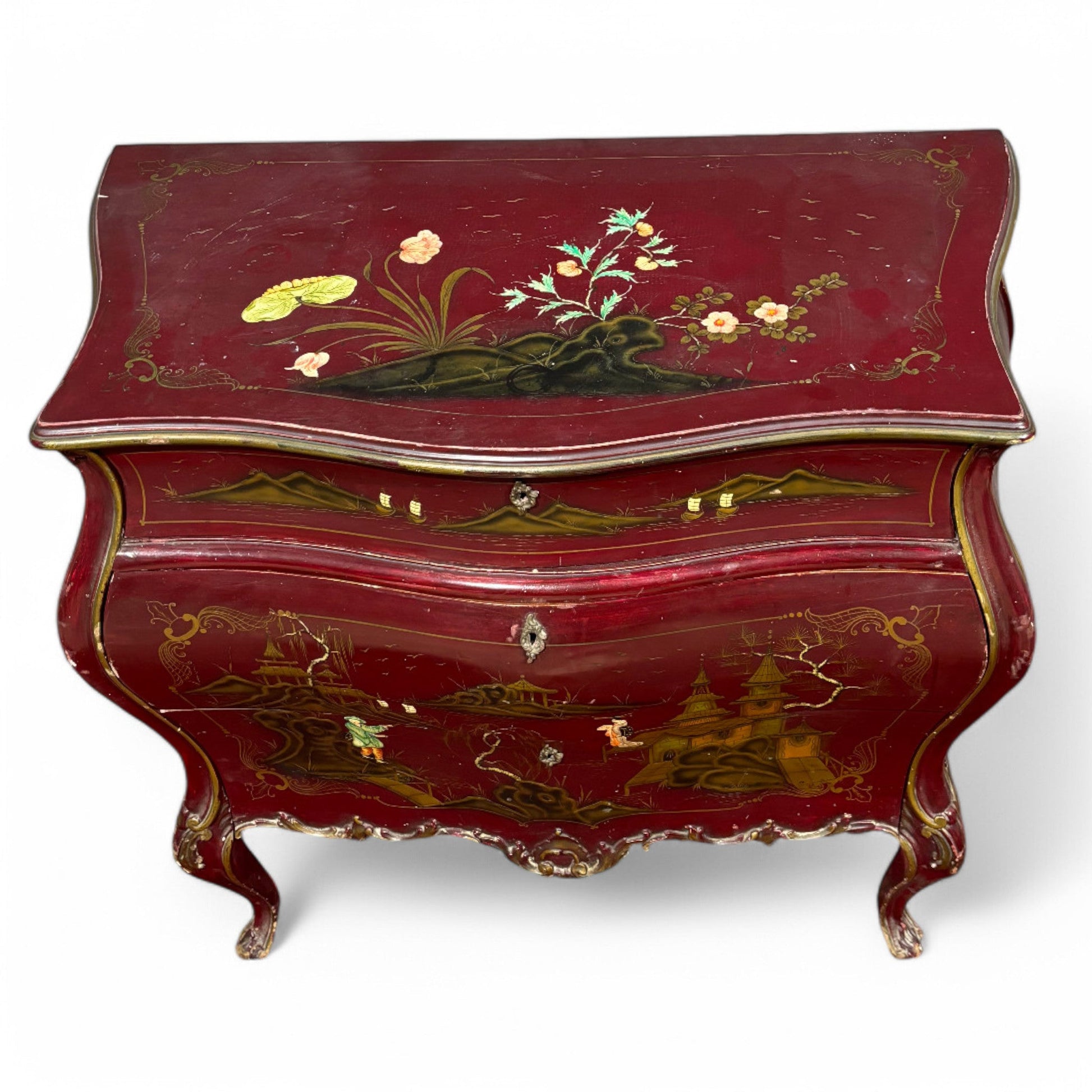 Antico comò in legno laccato e dipinto - Vassallo Antiques Antiquariato Online