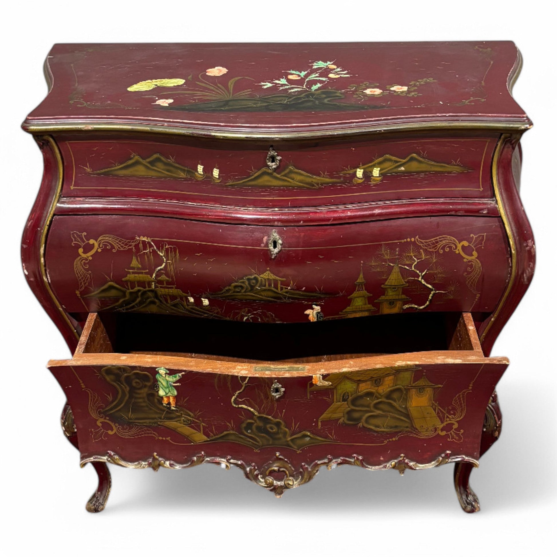 Antico comò in legno laccato e dipinto - Vassallo Antiques Antiquariato Online