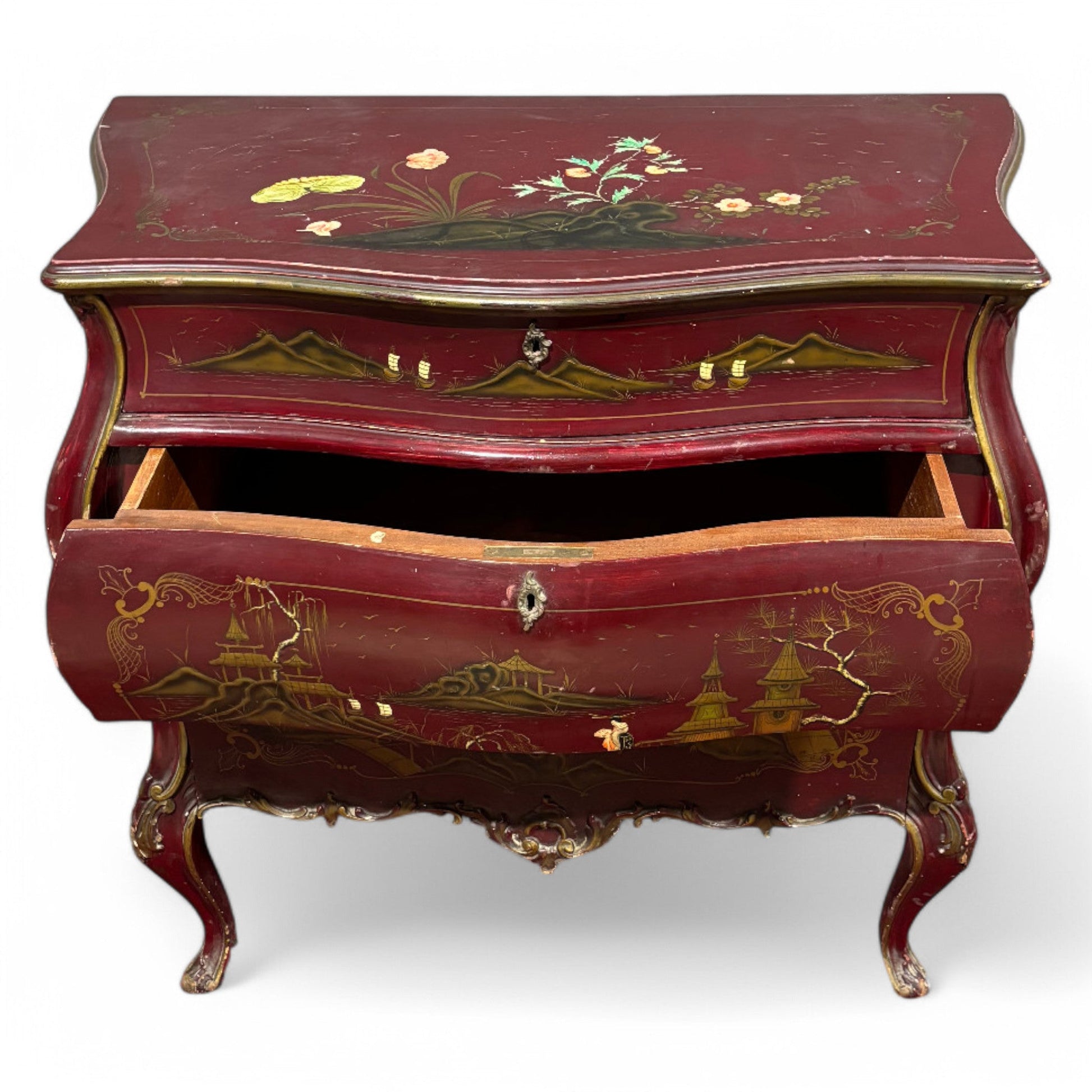 Antico comò in legno laccato e dipinto - Vassallo Antiques Antiquariato Online