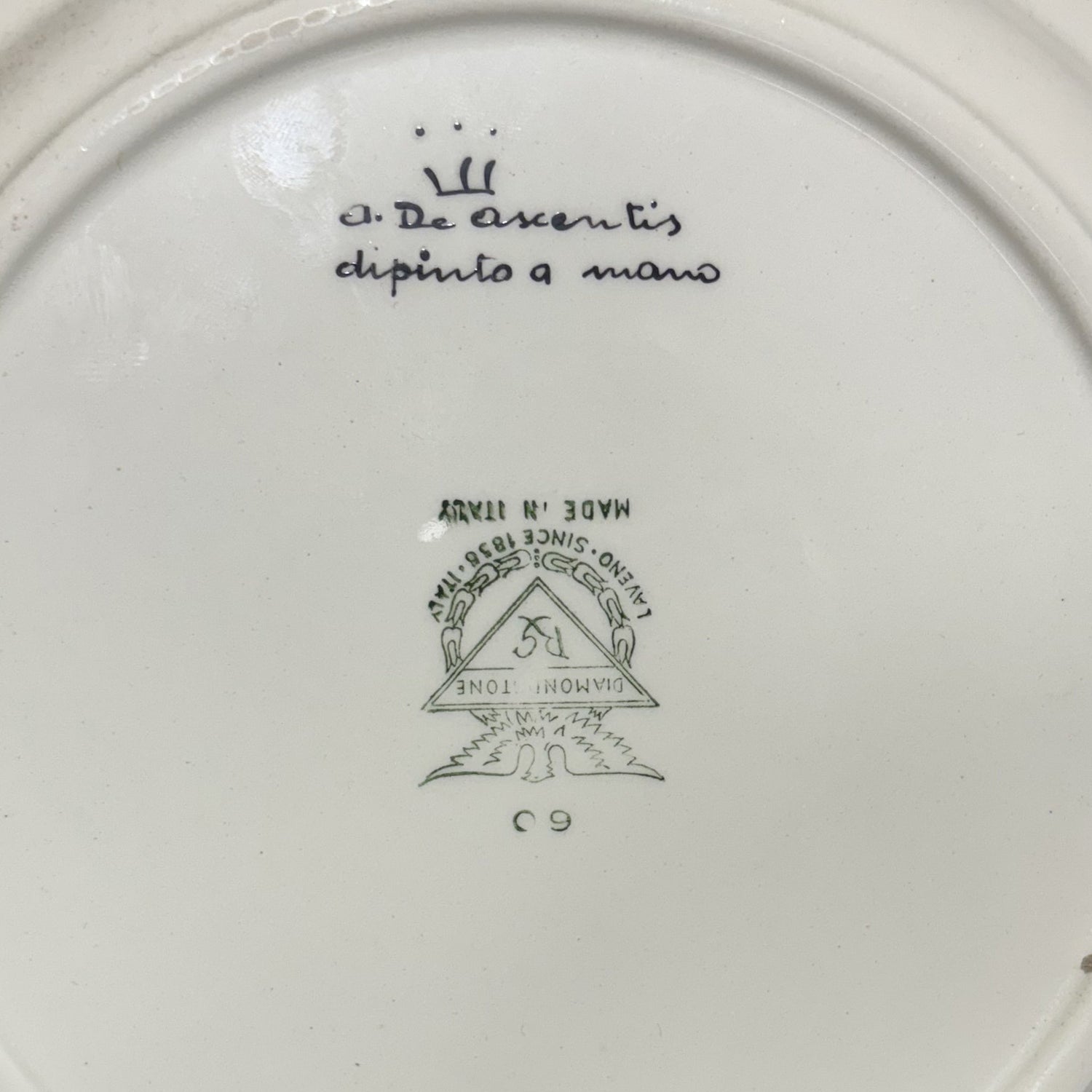 Antico Servizio di piatti in ceramica Laveno dipinti a mano - Vassallo Antiques Antiquariato Online