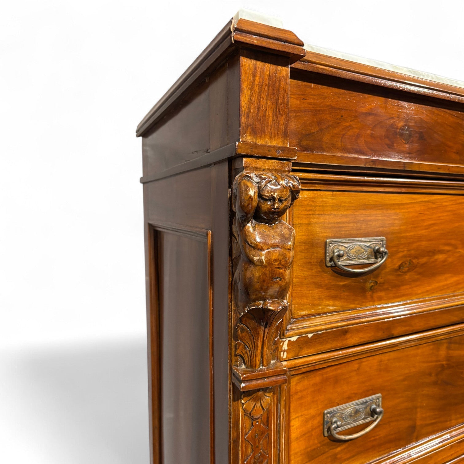 Antico settimanale intagliato in noce massello - Vassallo Antiques Antiquariato Online