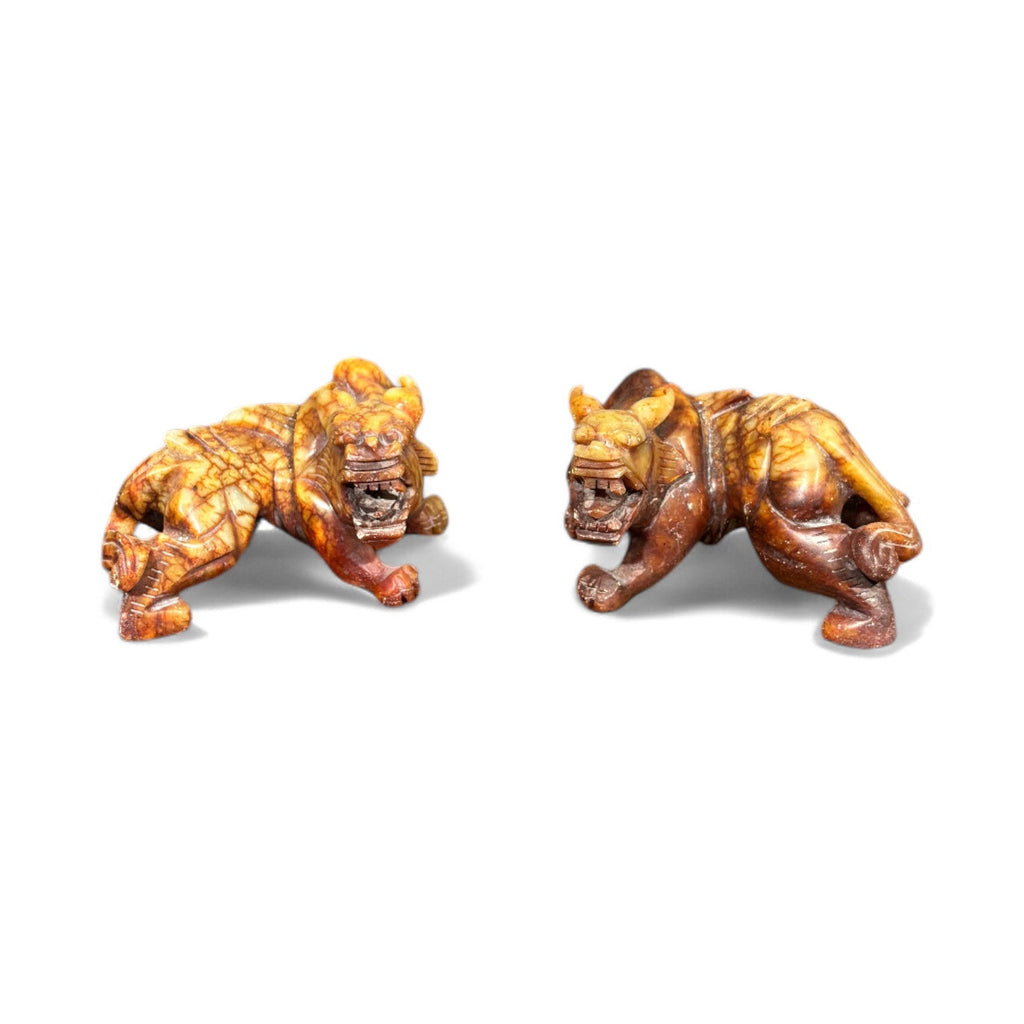 Coppia di Cani di Foo in pietra saponaria - Vassallo Antiques Antiquariato Online