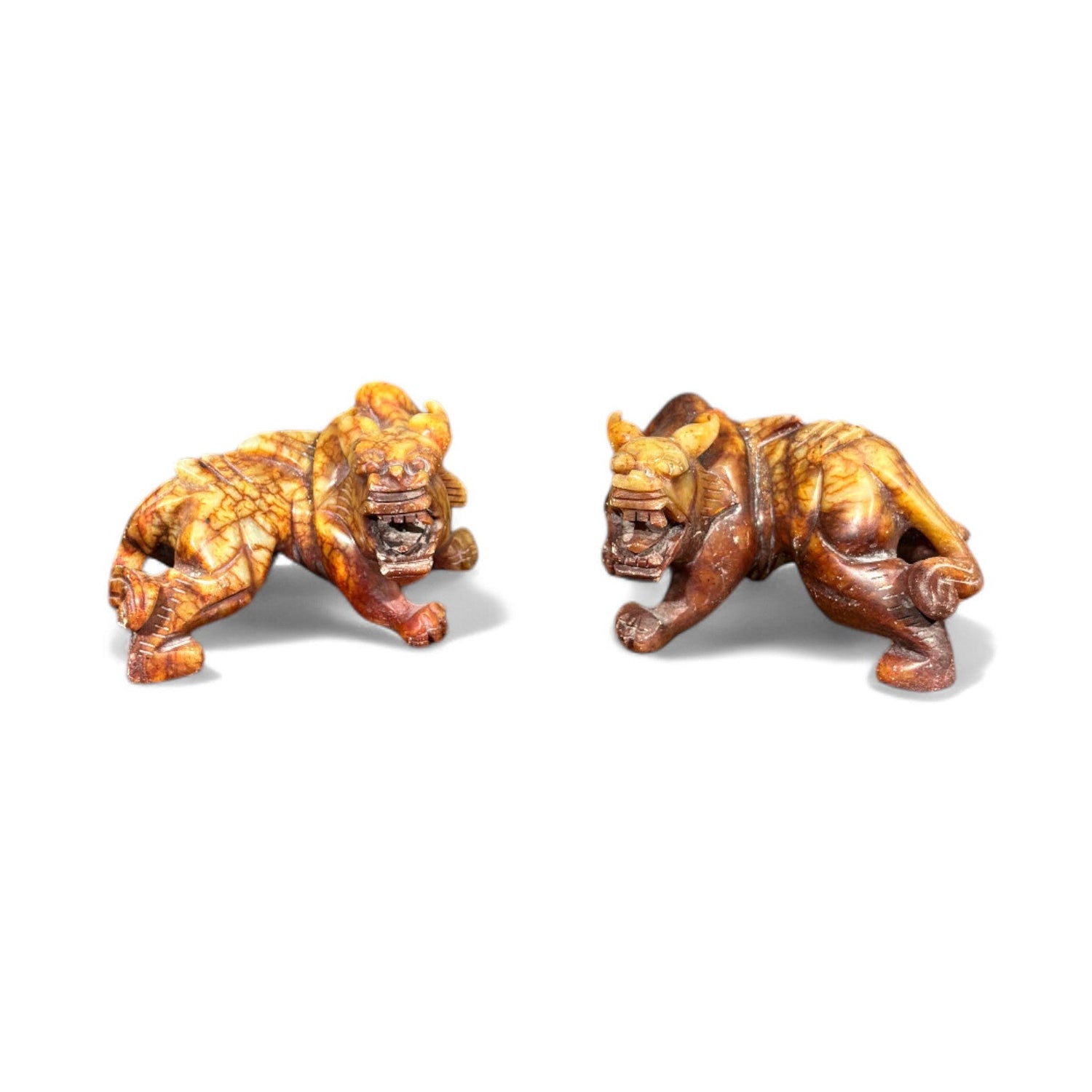 Coppia di Cani di Foo in pietra saponaria - Vassallo Antiques Antiquariato Online