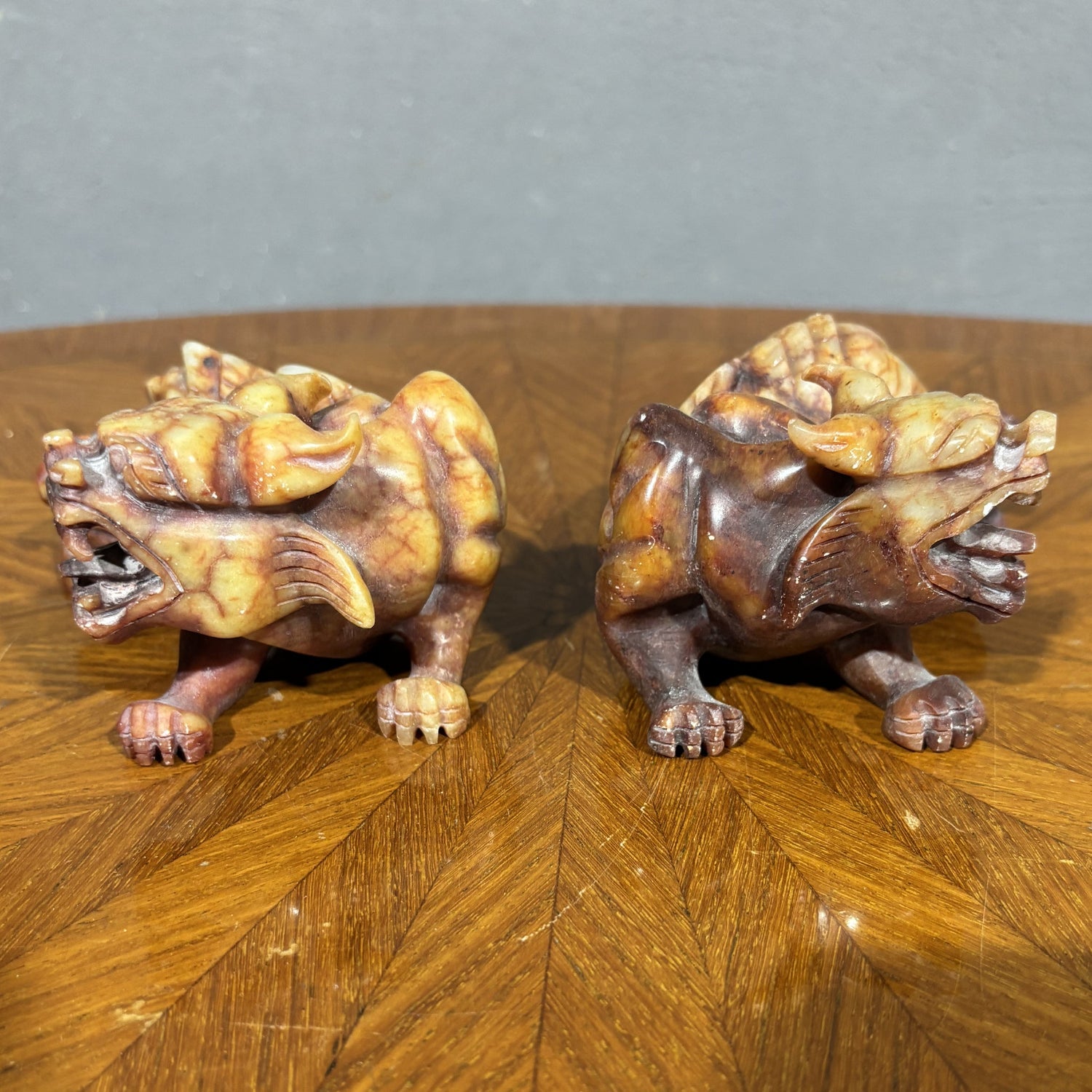 Coppia di Cani di Foo in pietra saponaria - Vassallo Antiques Antiquariato Online