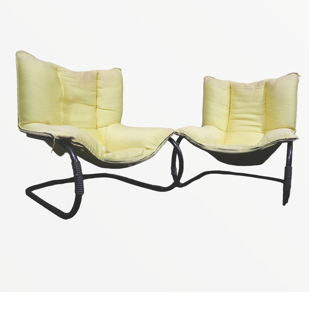 Coppia di poltrone vintage in tessuto design italiano anni '70 - Vassallo Antiques Antiquariato Online