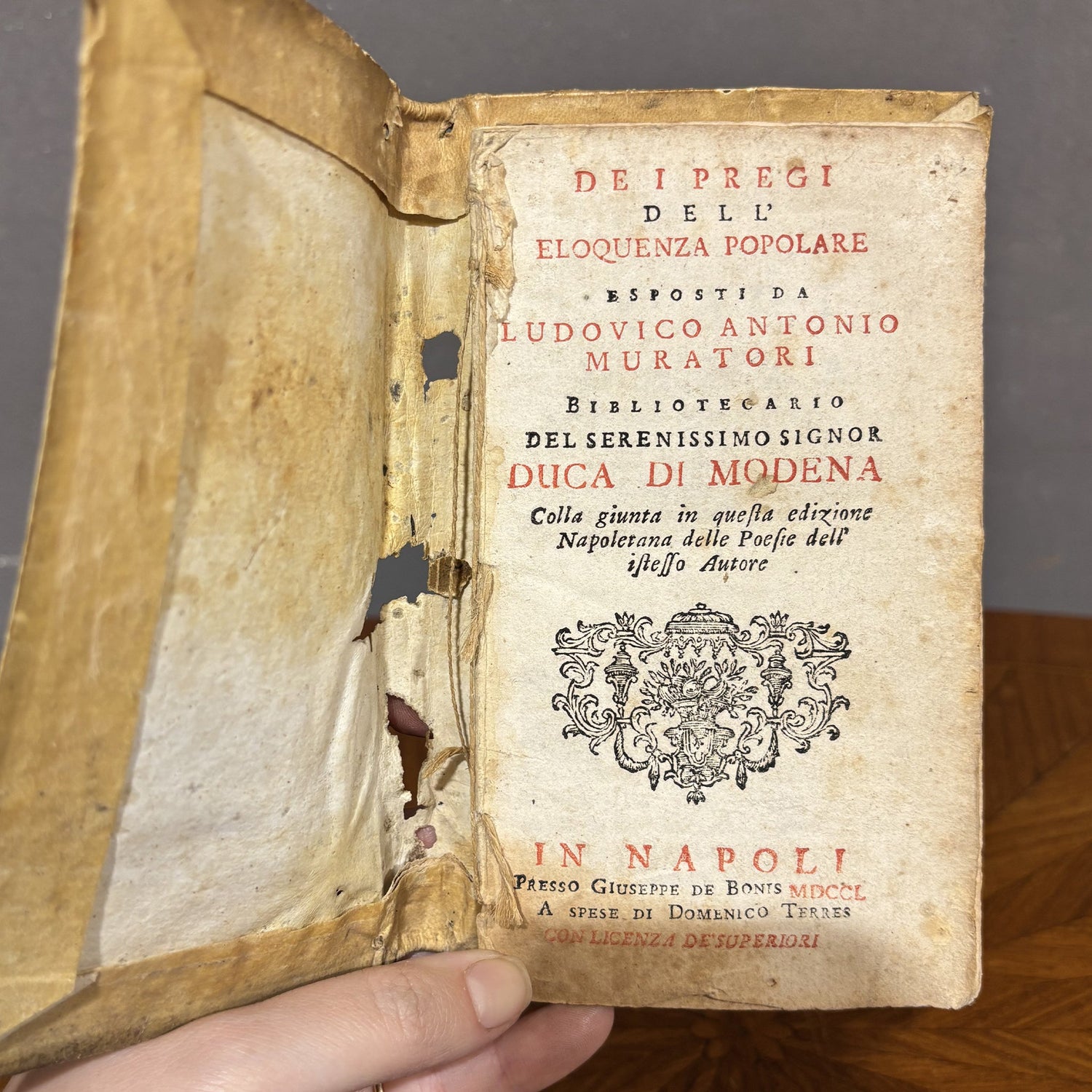 "Dei pregi dell'eloquenza popolare" - Ludovico Antonio Muratori 1751 - Vassallo Antiques Antiquariato Online