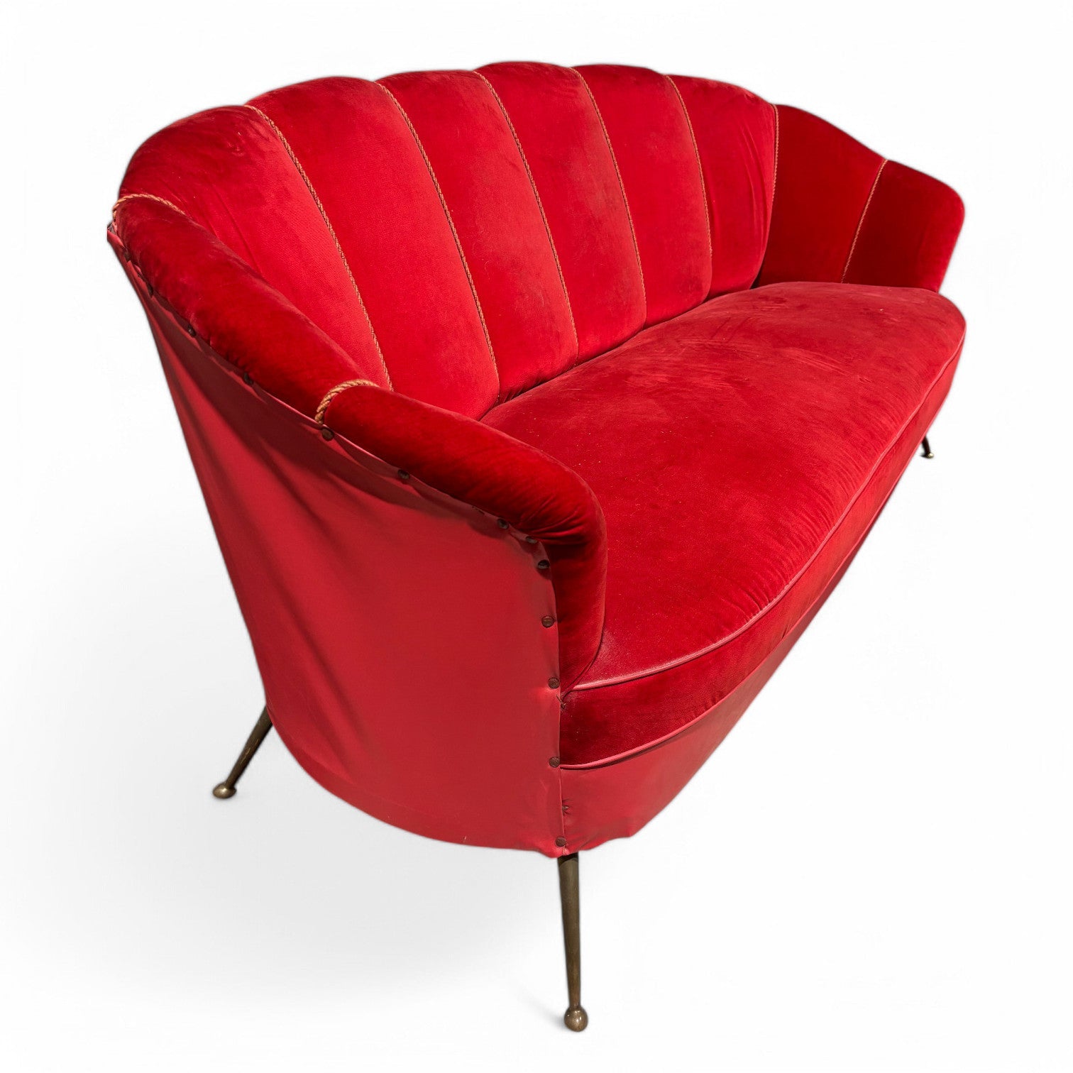 Divano a conchiglia design anni '50 in velluto - Vassallo Antiques Antiquariato Online