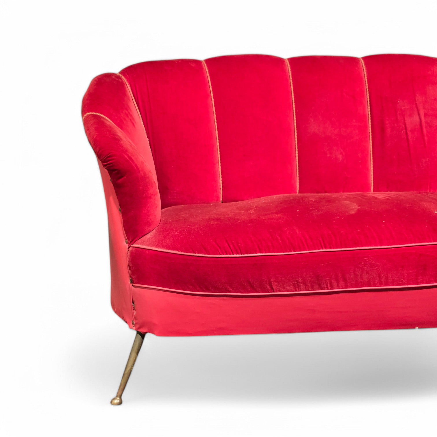 Divano a conchiglia design anni '50 in velluto - Vassallo Antiques Antiquariato Online