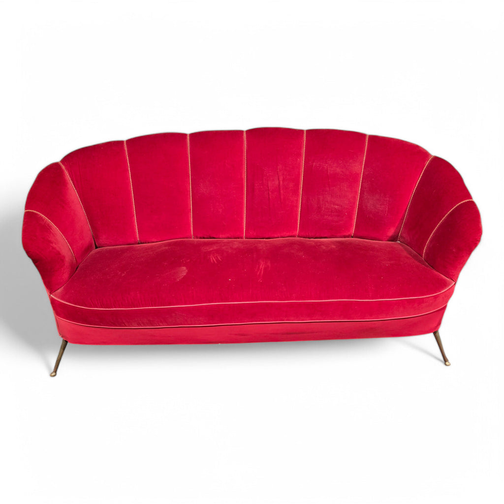 Divano a conchiglia design anni '50 in velluto