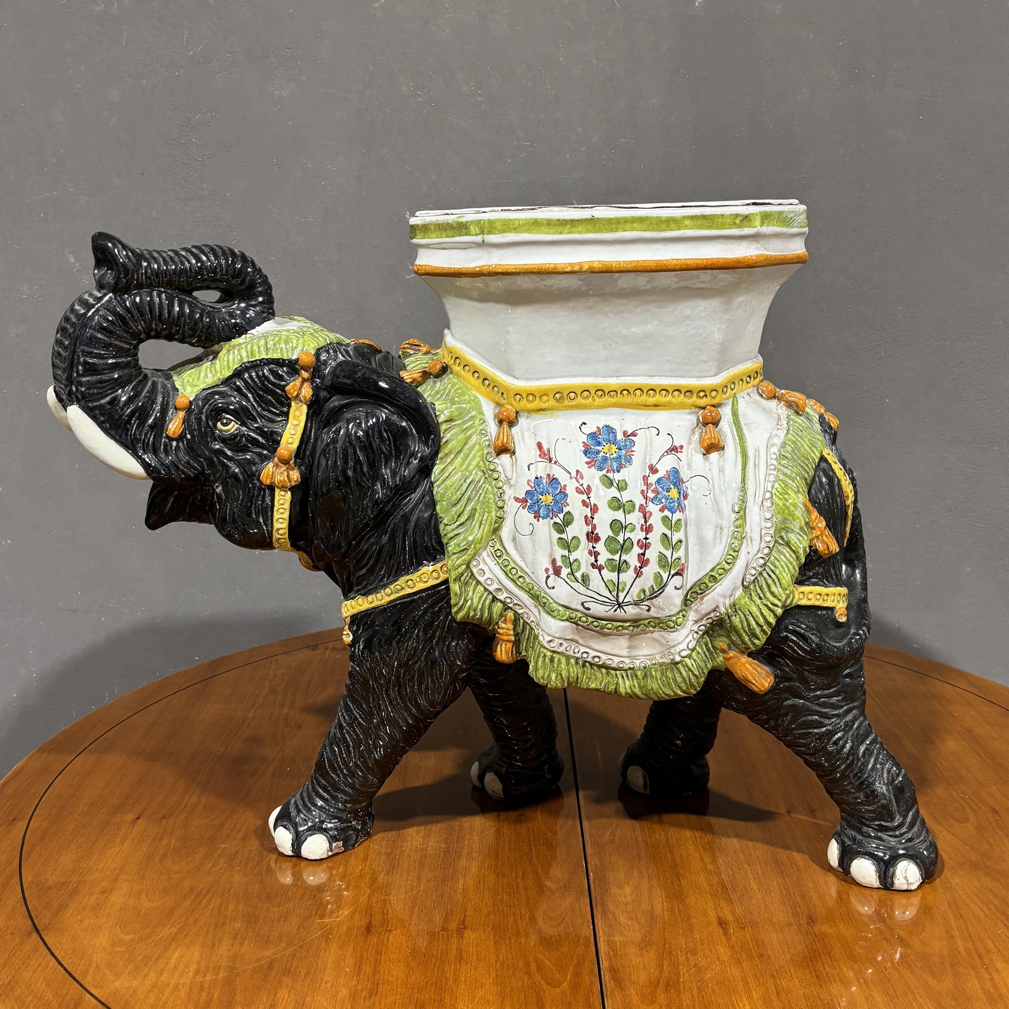 Grande Portavaso stool ceramica dipinta Hollywood Regency - Vassallo Antiques Antiquariato Online