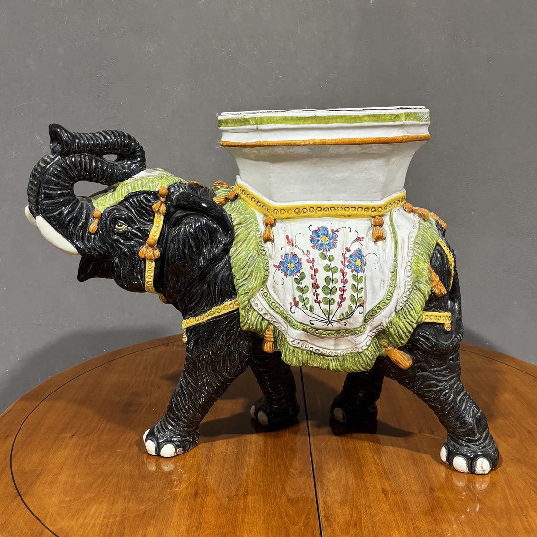 Grande Portavaso stool ceramica dipinta Hollywood Regency - Vassallo Antiques Antiquariato Online