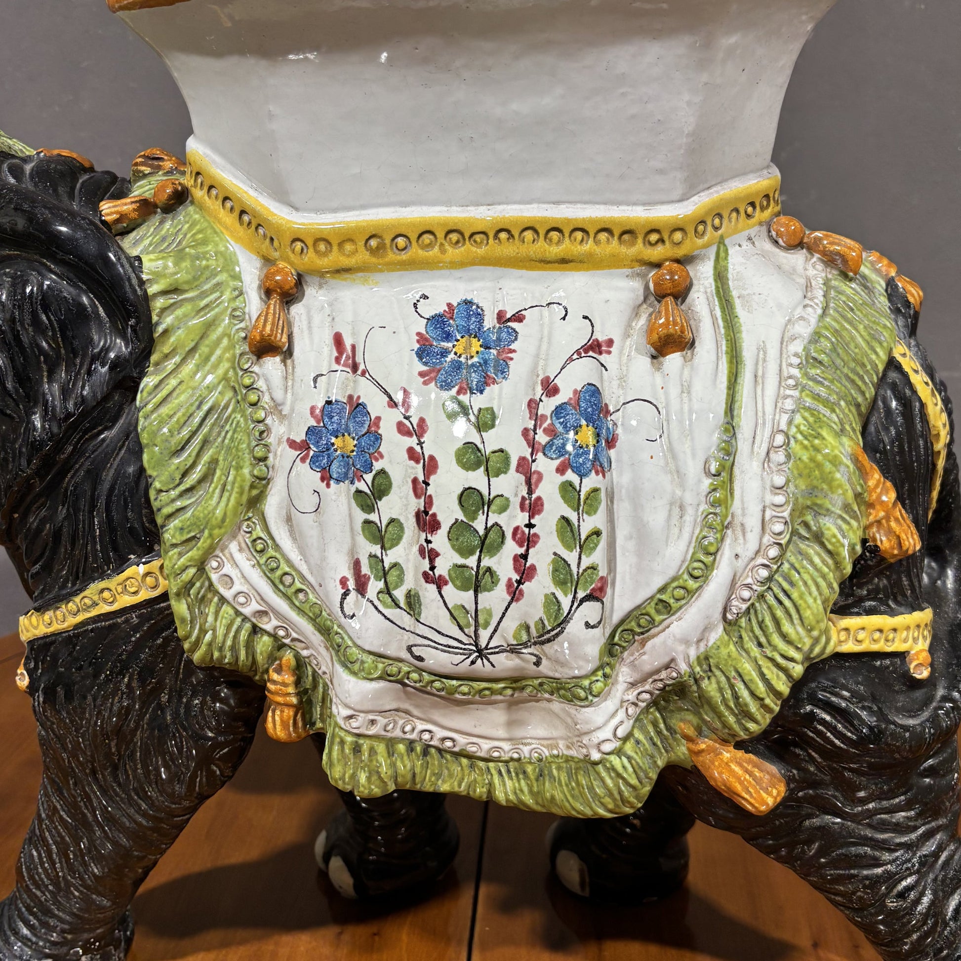 Grande Portavaso stool ceramica dipinta Hollywood Regency - Vassallo Antiques Antiquariato Online