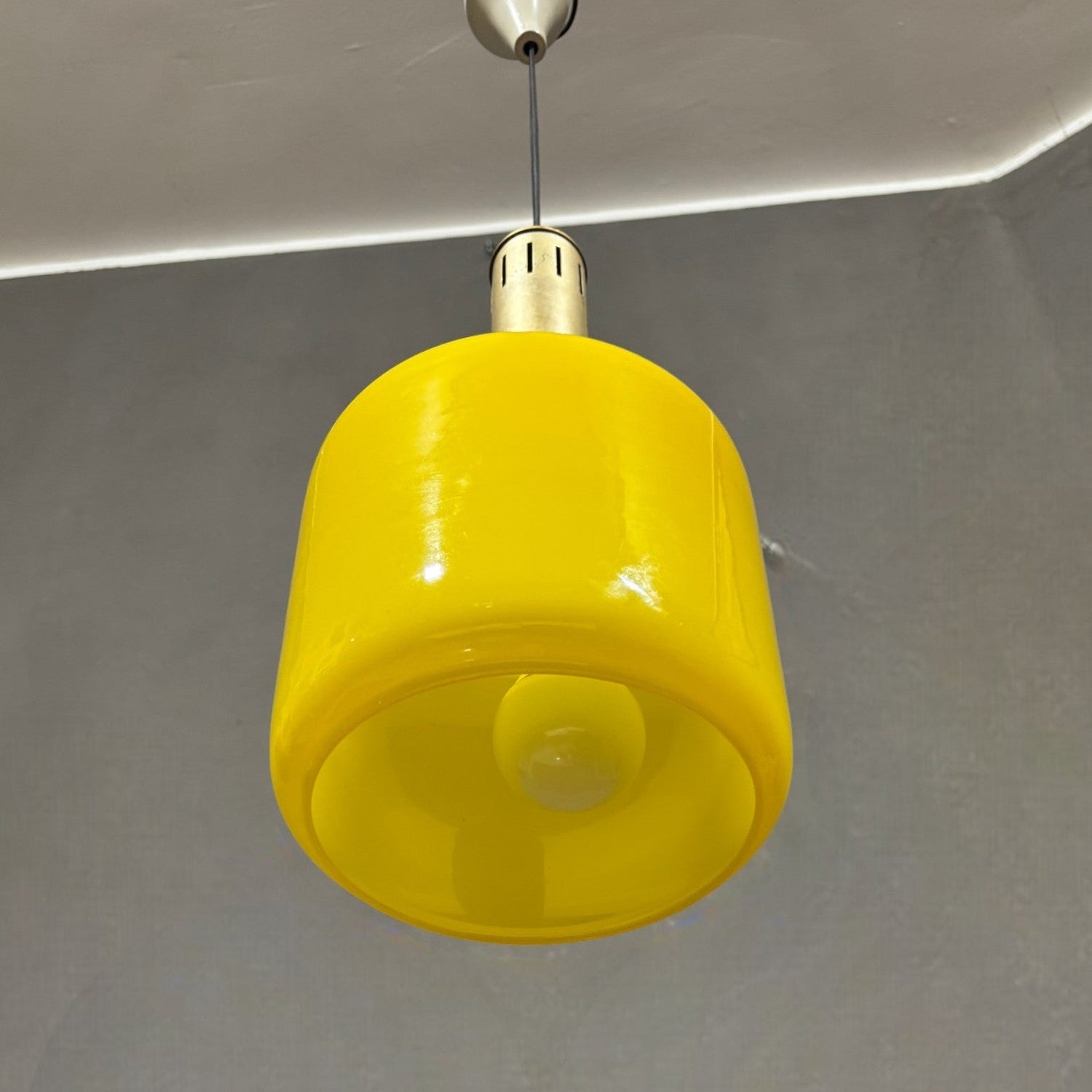 Lampada a sospensione in vetro giallo Stilnovo Vetro, 1950 circa - Vassallo Antiques Antiquariato Online