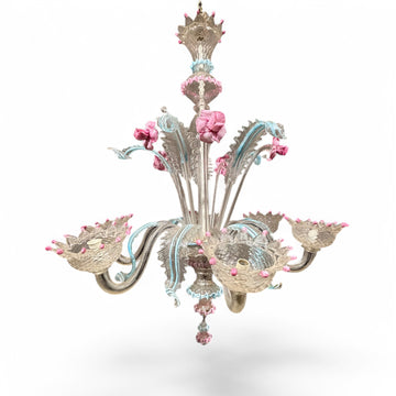 Six-arm chandelier in Murano glass