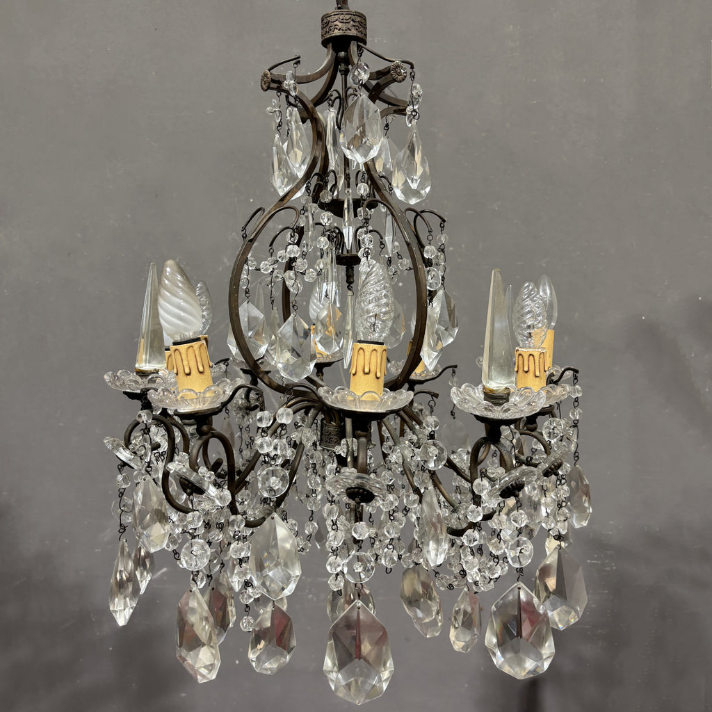 Antico Lampadario Liberty con pendenti
